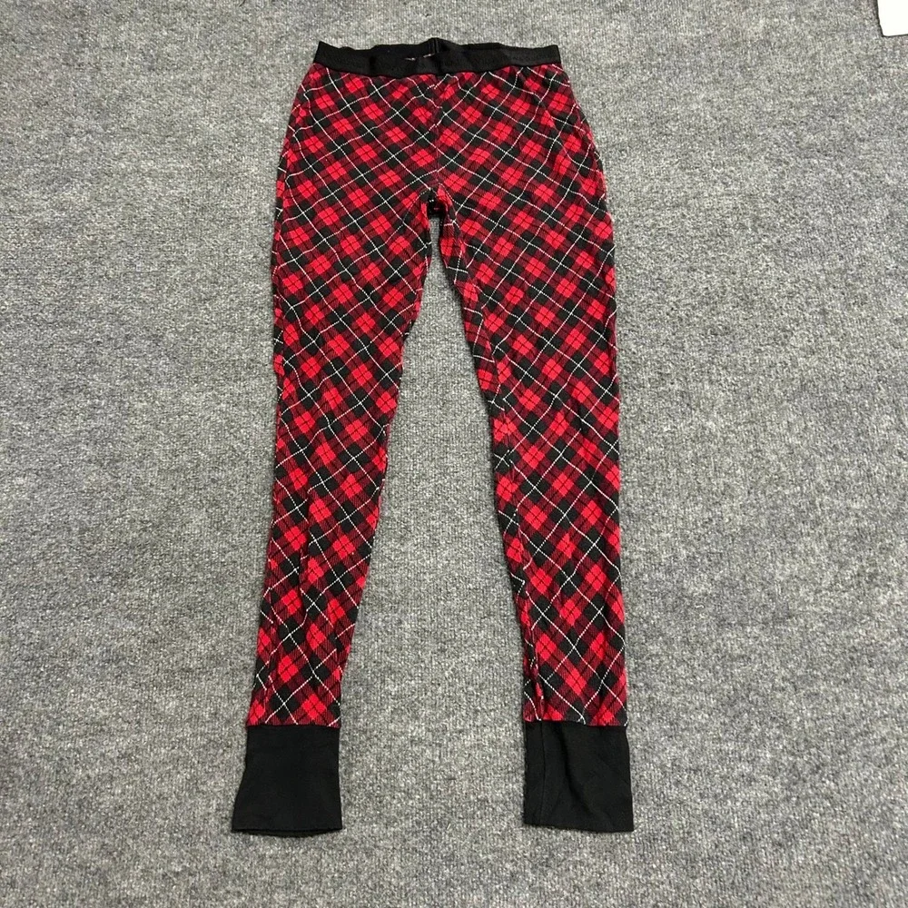 Victoria's Secret Pajama Leggings Womens Size S Red Black Argyle Plaid Lounge